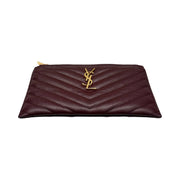 Saint Laurent - YSL Maroon Grain de Poudre Chevron Cassandra Pouch