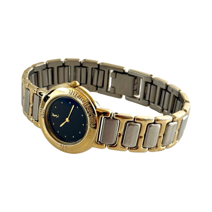 Saint Laurent - YSL Roman Bezel Black Dial 2 Tone Women&