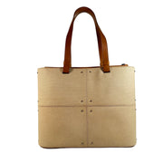 Tod's - Tan Structured Canvas & Leather Tote
