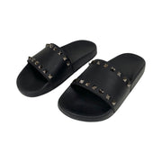 Valentino Garavani - Black Rubber Rockstud Slides