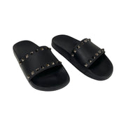 Valentino Garavani - Black Rubber Rockstud Slides