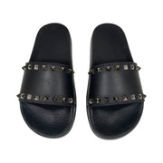 Valentino Garavani - Black Rubber Rockstud Slides