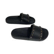 Valentino Garavani - Black Rubber Rockstud Slides