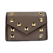 Valentino Garavani - Grey Leather Rockstud Compact Trifold Wallet
