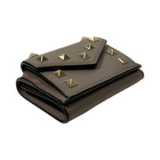 Valentino Garavani - Grey Leather Rockstud Compact Trifold Wallet