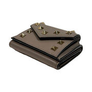 Valentino Garavani - Grey Leather Rockstud Compact Trifold Wallet