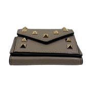 Valentino Garavani - Grey Leather Rockstud Compact Trifold Wallet