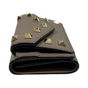 Valentino Garavani - Grey Leather Rockstud Compact Trifold Wallet