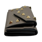 Valentino Garavani - Grey Leather Rockstud Compact Trifold Wallet