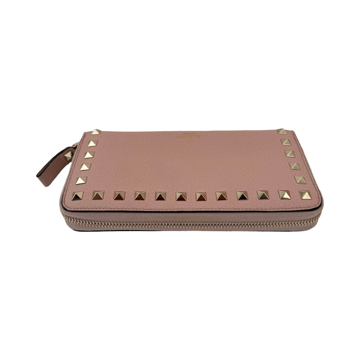Valentino Garavani - Pink Leather Rockstud Continental Wallet