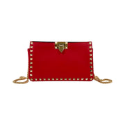 Valentino Garavani - Red Leather Rockstud Clutch On Chain
