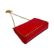 Valentino Garavani - Red Leather Rockstud Clutch On Chain