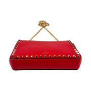 Valentino Garavani - Red Leather Rockstud Clutch On Chain