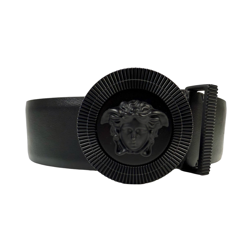 Versace Black Leather Biggie Medusa Belt 96/38 | FOMO