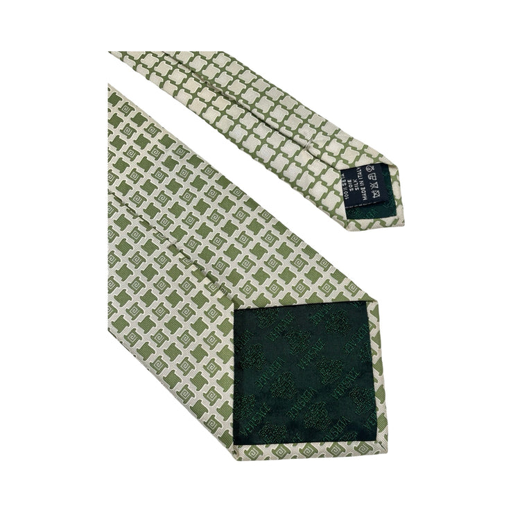 Versace - Cream & Olive Medusa Silk Tie