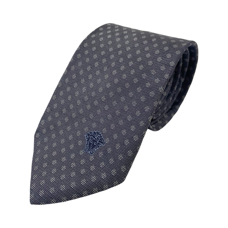 Versace - Grey Polka Dot Medusa Tie