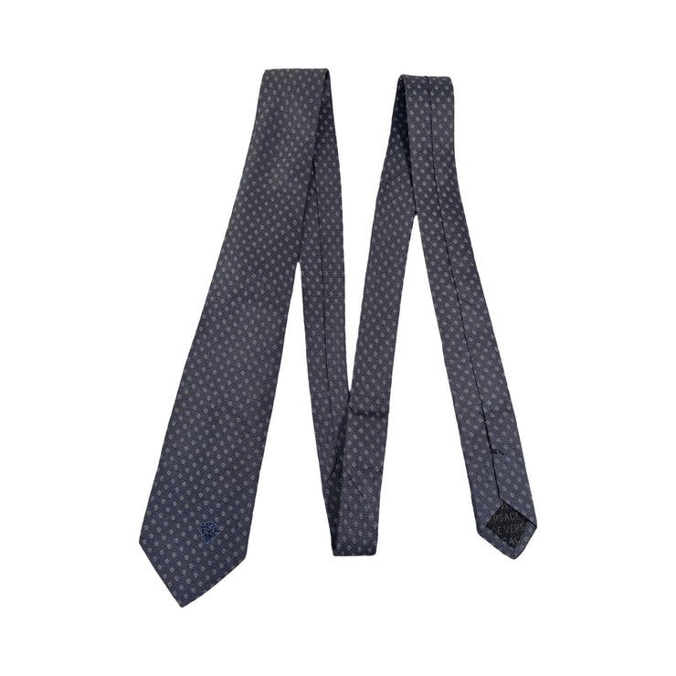 Versace - Grey Polka Dot Medusa Tie
