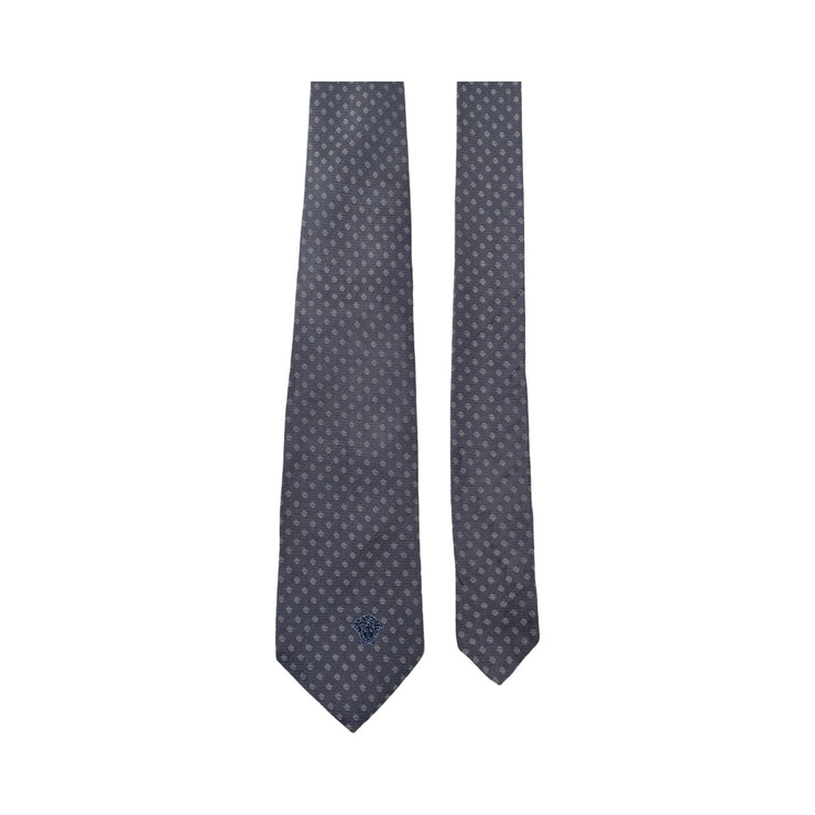 Versace - Grey Polka Dot Medusa Tie