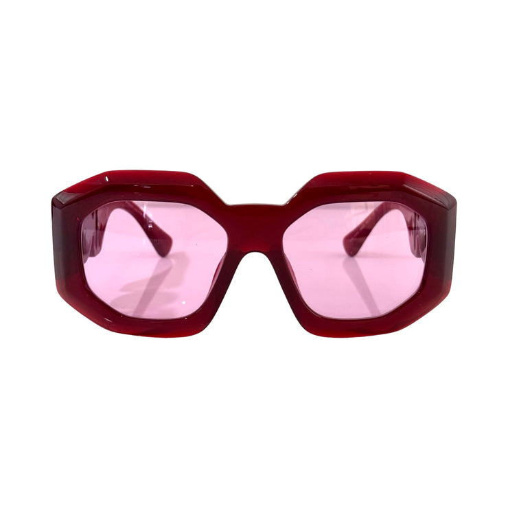 Versace - Medusa Gold Medallion Transparent Fuchsia Sunglasses