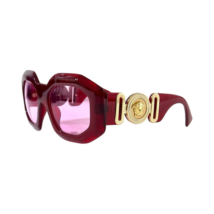 Versace - Medusa Gold Medallion Transparent Fuchsia Sunglasses