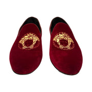 Versace - Men's Medusa Red & Gold Velvet Slip-on Loafers 43
