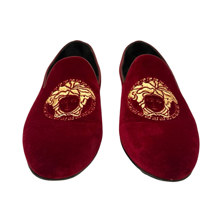 Versace Brown Velvet Embellished Slip-On Loafers Versace Slip On Loafers - Gem main image 3
