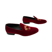 Versace - Men's Medusa Red & Gold Velvet Slip-on Loafers 43