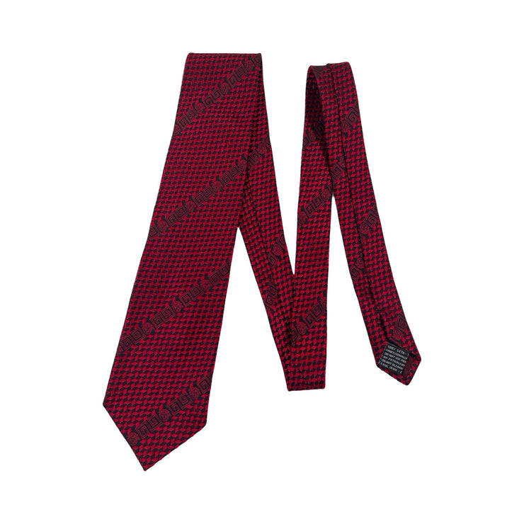 Versace - Red & Black Greek Key Medusa Silk Tie
