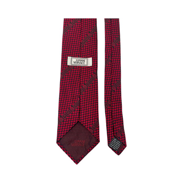 Versace - Red & Black Greek Key Medusa Silk Tie