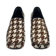 Versace - Vintage White & Brown Houndstooth Pony Hair Loafers