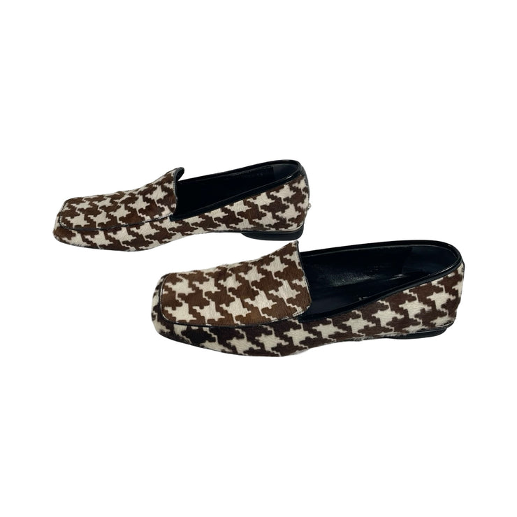 Versace - Vintage White & Brown Houndstooth Pony Hair Loafers