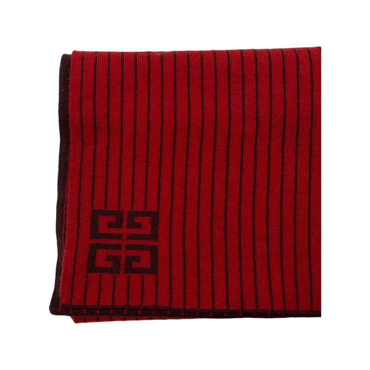 Givenchy - Red & Burgundy Stripe 4G Wool Scarf