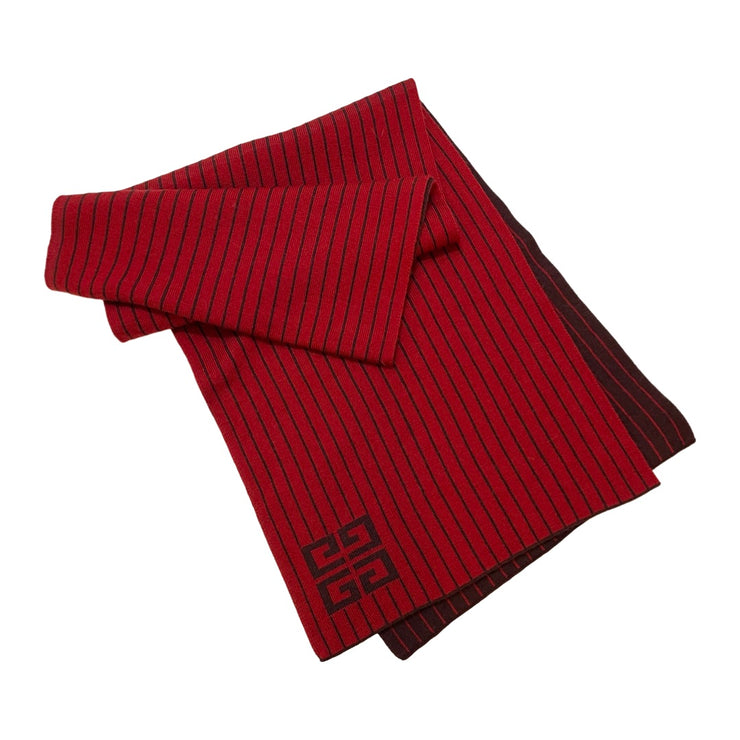 Givenchy - Red & Burgundy Stripe 4G Wool Scarf